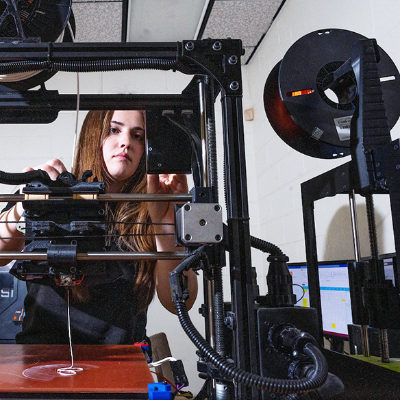 student using machine