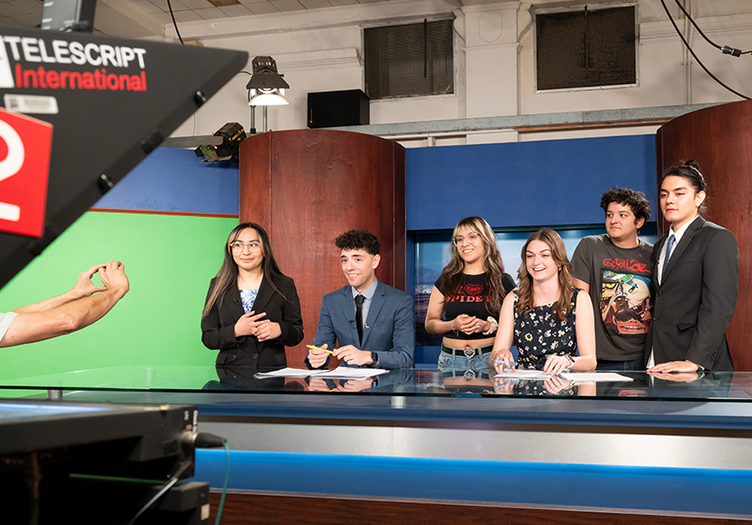 The News 22 broadcast studio sound board