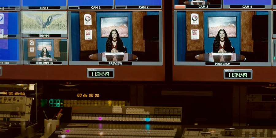 The News 22 broadcast studio sound board