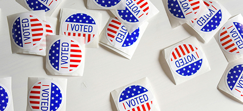 a collection of "I Voted" stickers