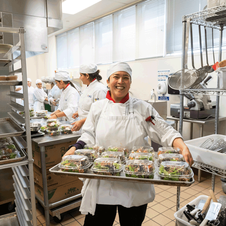 Two student employees of a hotel.