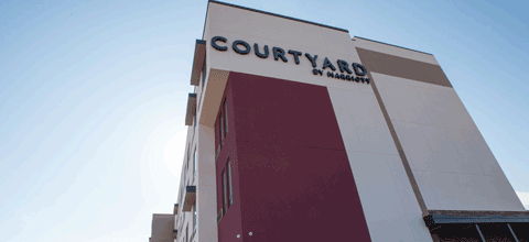 View of the Courtyard by Marriott hotel.