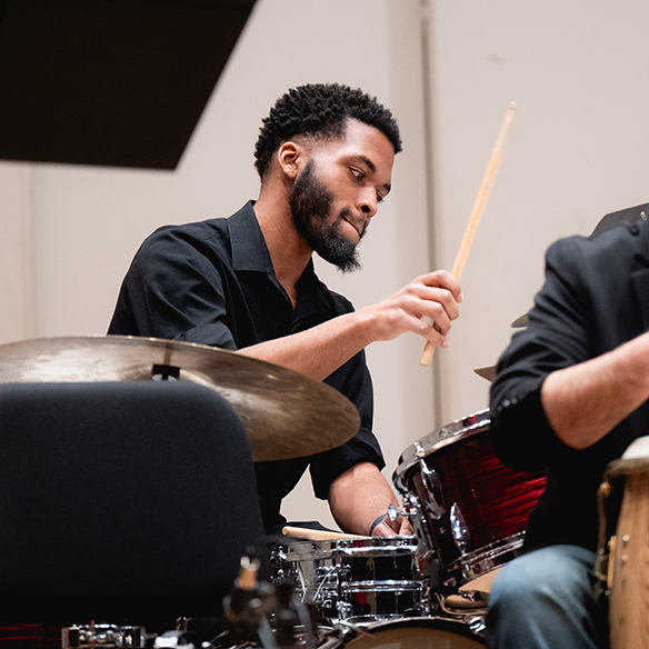 Drummer performing in Jazz Ensamble