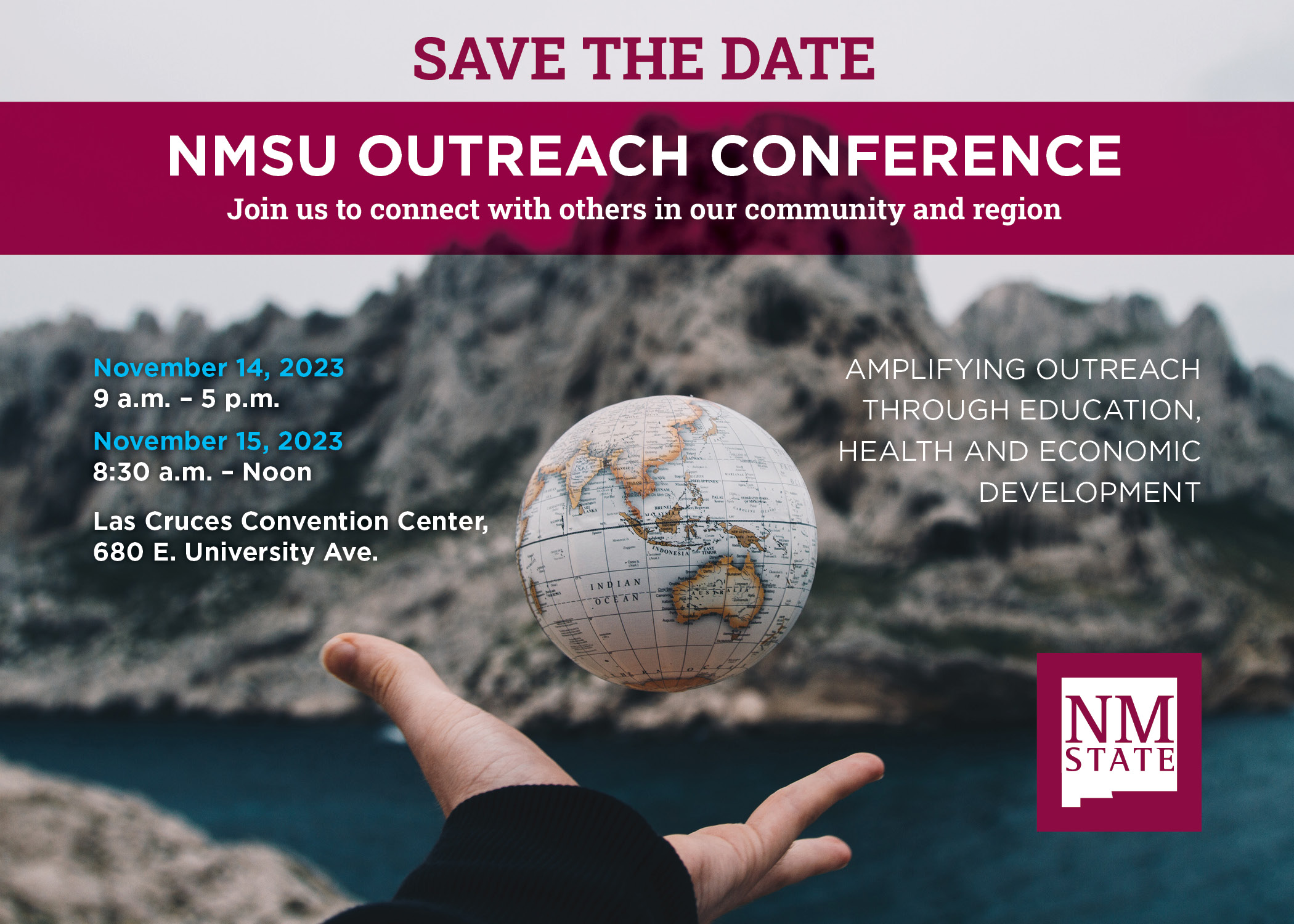 A save the date graphic with conference information